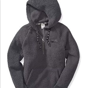 VS PINK TEDDY HALF-ZIP PULLOVER